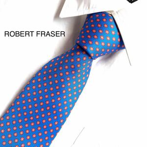 ROBERT FRASER ロバートフレイザー 小花柄 シルク 絹 ネクタイ シルクネクタイ 青 ブルー ビジネス カジュアル フォーマル メンズ 日本製