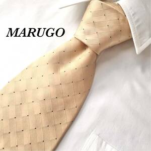 MARUGO CRAVAT マルゴクラバット ネクタイ シルク シルクネクタイ 100% 絹 ビジネス カジュアル 黄色 イエロー 小紋柄 silk tie