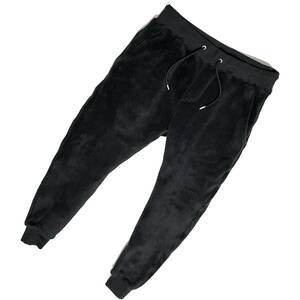 定価3.9万 AKM DOUBLE VELOUR MOKOMOKO RIB PANTS Mサイズ 黒 ダブルベロアモコモコスエットパンツ wjk 1piu