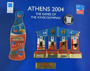  2004 アテネ オリンピック 記念 《非売品・コカコーラ》 ピンバッジ セット(台紙付き・額なし)★ピンバッジコレクション