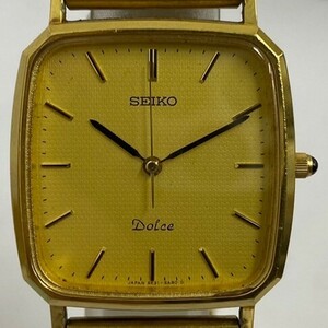 J030-SB2-1437◎SEIKO セイコー DOLCE ドルチェ 5E31-5A80 クォーツ メンズ 腕時計 ゴールド文字盤 ※稼働