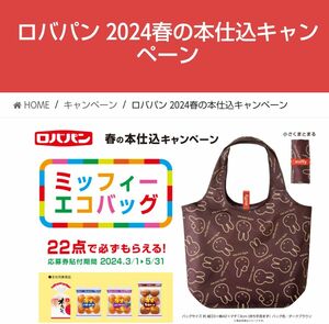 2024春の本仕込キャンペーン　ミッフィー エコバッグ