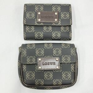 LOEWE Loewe hole gram 2 point set / three folding purse / pouch /PVC leather R.0514