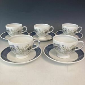 WEDGWOOD ウェッジウッド アネモネ　カップ＆ソーサー5客　イングランド製　中古品　