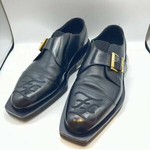 FENDI Fendi with logo air saw ru leather shoes 5 men's black 7L1273 dress shoes 