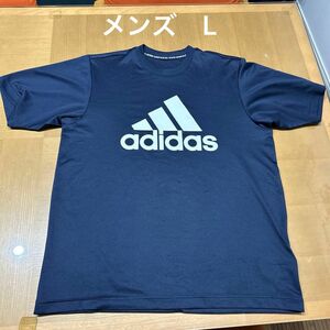 アディダス adidas 半袖Tシャツ ロゴ　Tシャツ　メンズ　 ネイビー　L 夏　ポリエステル　速乾性