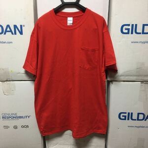 GILDAN レッド XLサイズ 赤 半袖無地Tシャツ ポケット付き 6.0oz ギルダン☆