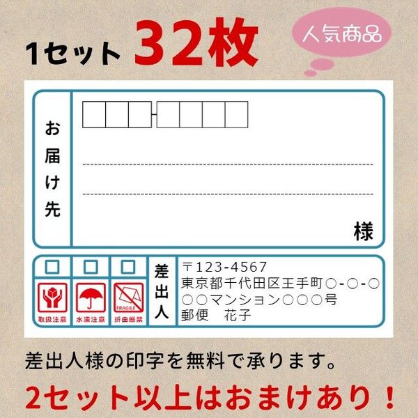 宛名シール 差出人シール 取扱注意 水濡注意 折曲厳禁 ディープブルー