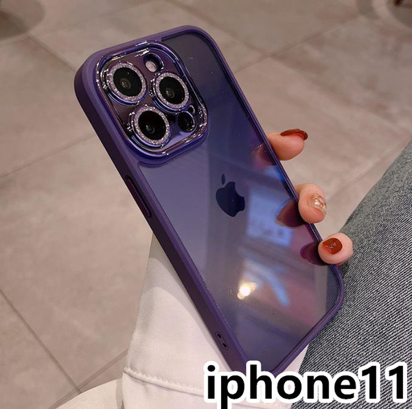 iphone11ケース カーバー レンズ保護付き　透明　お洒落　韓国　軽量 ケース 耐衝撃 高品質 紫132