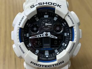 【J7】稼働品 CASIO カシオ G-SHOCK GA-100B クオーツ メンズ腕時計 デジタル アナログ ホワイト 