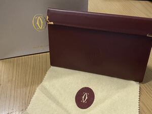 【J12】極美品 カルティエ Cartier マスト ドゥ カルティエ ミニポーチ セカンドバッグ 箱付き