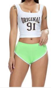 (280) sporty shorts (L)( light green ) fitness yoga pants hip liftingkos player short pants 