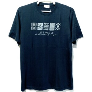 特価/未使用【サイズ=LL(XL)】 アステカプリント/メンズ/半袖/Tシャツ/胸囲=104～112cm/navy