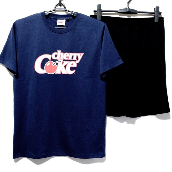 特価/未使用【サイズ=M】 Cherry Coke/チェリーコーク/コカコーラ/メンズ/半袖/Tシャツセット/上下組/セットアップ/胸囲=88～96cm/navy