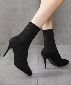  короткие сапоги носки ботинки Корея 25.0cm черный 
