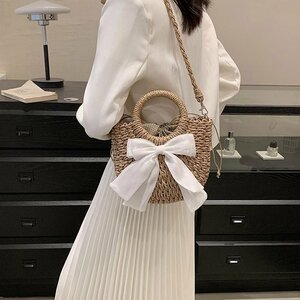 かごバッグ リボン ショルダーバッグ ハンドバッグ かわいい デザイン 韓国ファッション フリー Dタイプ