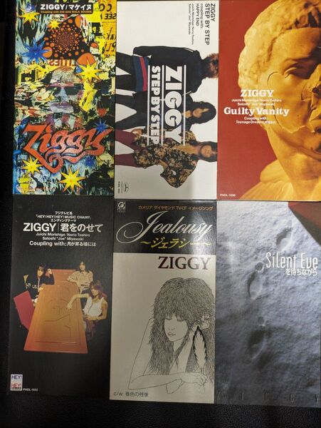 ZIGGY 8cmCD 6枚セット + ZIGGYのボーカル森重樹一の8cmCD です。「夢一夜」計7枚。