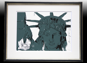 アンディ・ウォーホル 直筆サイン シルク 証明書「Lady Liberty　自由の女神　26/100」真作保証