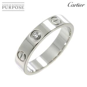 カルティエ Cartier ミニラブ #48 ダイヤ 1P リング K18 WG ホワイトゴールド 750 指輪 Mini Love Ring 90233976