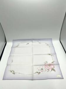 【未使用品】NINA RICCI ニナリッチ ハンカチ バンダナ パープル×ライトピンク 刺繍 花柄 フラワー W45 H45