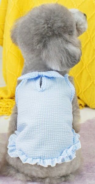 犬 服 Lサイズ 水色 リボン 春夏 薄手 犬の服 犬の洋服 シンプル 可愛い ドッグウェア ペット用品 犬服 ワンコ