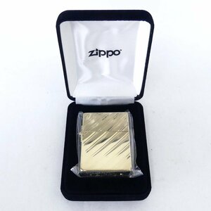 ジッポー ZIPPO ダイアゴナルカット 両面 ゴールドカラー ライタースタンド付き 喫煙具 コレクション 未使用品 /2406C