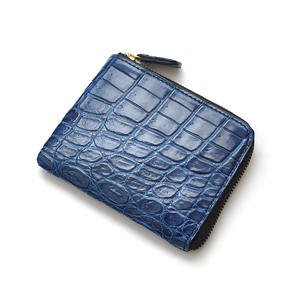 【ブラックフライデータイムセール】【送料込み】【限定】【新品】【税込み】本クロコダイル☆藍染め☆L字ファスナー☆ミニウォレット NV