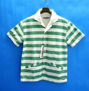 BAD QUENTIN （バッドクエンティン） BEACH SHIRTS ビーチシャツ 半袖オープンカラーシャツ GREEN×WHITE S