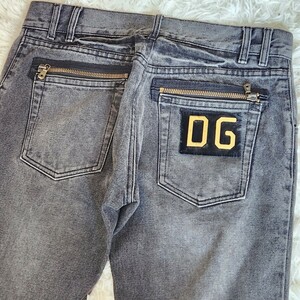  превосходный товар редкий XL соответствует DOLCE&GABBANA Dolce & Gabbana Denim брюки ji- хлеб джинсы DG Logo - lako Zip печать кнопка черный 