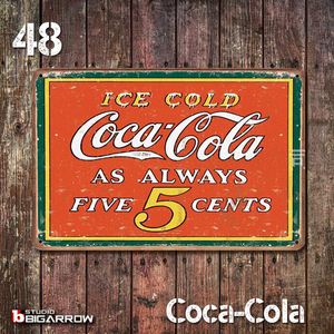 48 ブリキ看板 20×30㎝ Coca-Cola コカ・コーラ ガレージ スチール アンティーク アメリカンインテリア 世田谷ベース