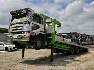 平成12年式・ニッサンUD・重機運搬車・積載11100kg・走行距離57万㌔・タダノ4段クレーン・ZR504SL・ラジコン有・車検7年4月・ツーデフ