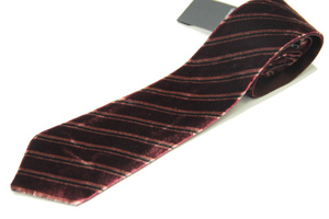  new goods GIORGIO ARMANI (joru geo Armani ) diagonal stripe velour necktie purple / red 