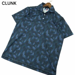 CLUNK クランク 春夏 ロゴ刺繍 総柄★ 半袖 ポロシャツ Sz.XL　メンズ ネイビー ゴルフ 大きいサイズ　A4T06076_5#A
