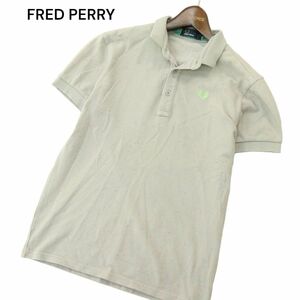 FRED PERRY フレッドペリー 春夏 ロゴ刺繍★ 半袖 鹿の子 カラーネップ ポロシャツ Sz.S　メンズ グレー 日本製　A4T06161_5#A