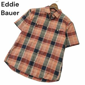 Eddie Bauer エディーバウアー 春夏 半袖 ワーク★ チェック シャツ Sz.S　メンズ アウトドア　A4T06296_6#A