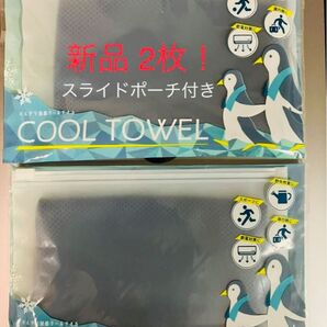 ☆新品未使用☆ ひんやり涼感 クールタオル ジッパーポーチ付き2枚!