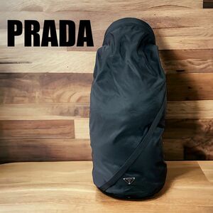 希少 廃盤商品 PRADA プラダ ショルダーバッグ ボンサック ドラムバッグ 大容量 筒状 斜め掛け 三角ロゴ ナイロン