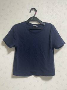 GU 短め丈　半袖Tシャツ ネイビー　夏　Lサイズ　紺色