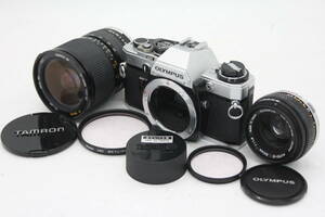 Y1348 オリンパス Olympus OM10 Tamron SP 28-80mm F3.5-4.2 CF Macro など含む フィルムカメラ ボディ・レンズ2個セット ジャンク