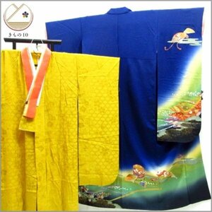 ★着物10★ 1円 絹 振袖 作家物【桂】金彩 襦袢セット 袷 身丈160cm 裄63.5cm [同梱可] ☆☆☆☆