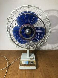 National F-30EE ELECTRIC FAN National electric fan feather diameter 30cm 3 sheets wings root blue desk .1960 period Showa Retro antique operation verification ending 