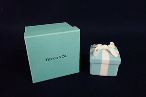 *060447 Tiffany TIFFANY & Co. Mini голубой bow box керамика крышка есть маленький коробка с ящиком *