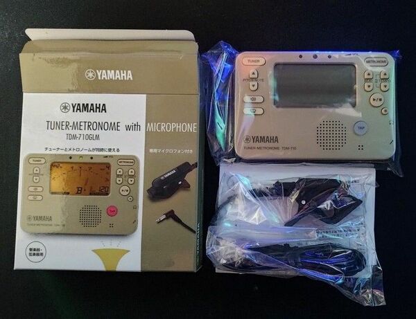 YAMAHA TDM-710GLM マイク付属セット チューナー/メトロノーム (ゴールド) + コンタクトマイク (ブラック)