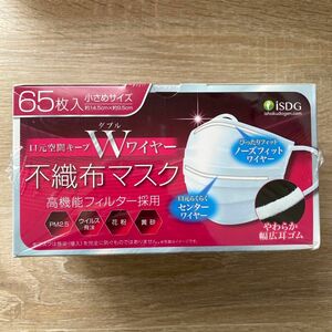 不織布マスク Wワイヤー 小さめサイズ 65枚入 iSDG