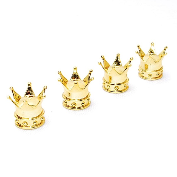 【匿名配送】 王冠 エアーバルブキャップ ゴールド 4個セット 汎用 クラウン エアバルブキャップ エアバルブ エアーバルブ バルブキャップ