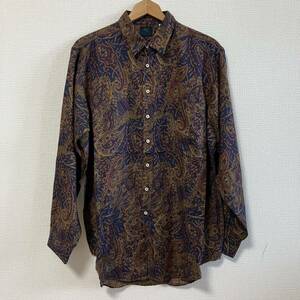 6-9 ETRO Etro men's tops pattern shirt shirt button shirt total pattern peiz Lee old clothes Vintage big size wool silk XL