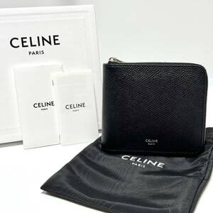  beautiful goods CELINE Celine gray ndo car fs gold Zip Dubai folding wallet coin compartment attaching men's compact purse 