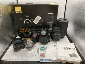 A7703 動作確認済★Nikon ニコン D5500 ダブルズームキット BLACK★中古品 使用品