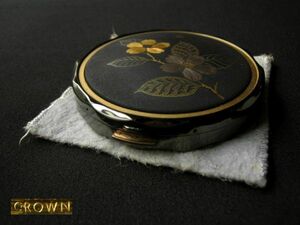 CROWN コンパクトミラー 純金象嵌 クラウン 花柄 USED アンティーク 昭和 レトロ