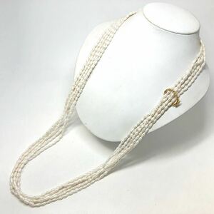 ［淡水パール5連ネックレス］j 約97.0g 約44.0cm pearl jewelry necklace ジュエリー accessory アクセサリー DB0/DB0